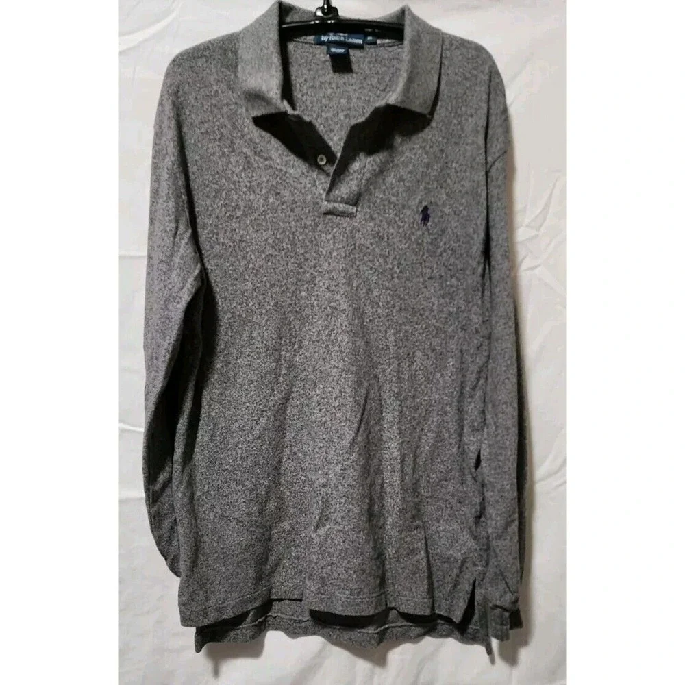 POLO RALPH LAUREN Men's Long Sleeve Classic Pullover Shirt Size M- Grey - Picture 1 of 6